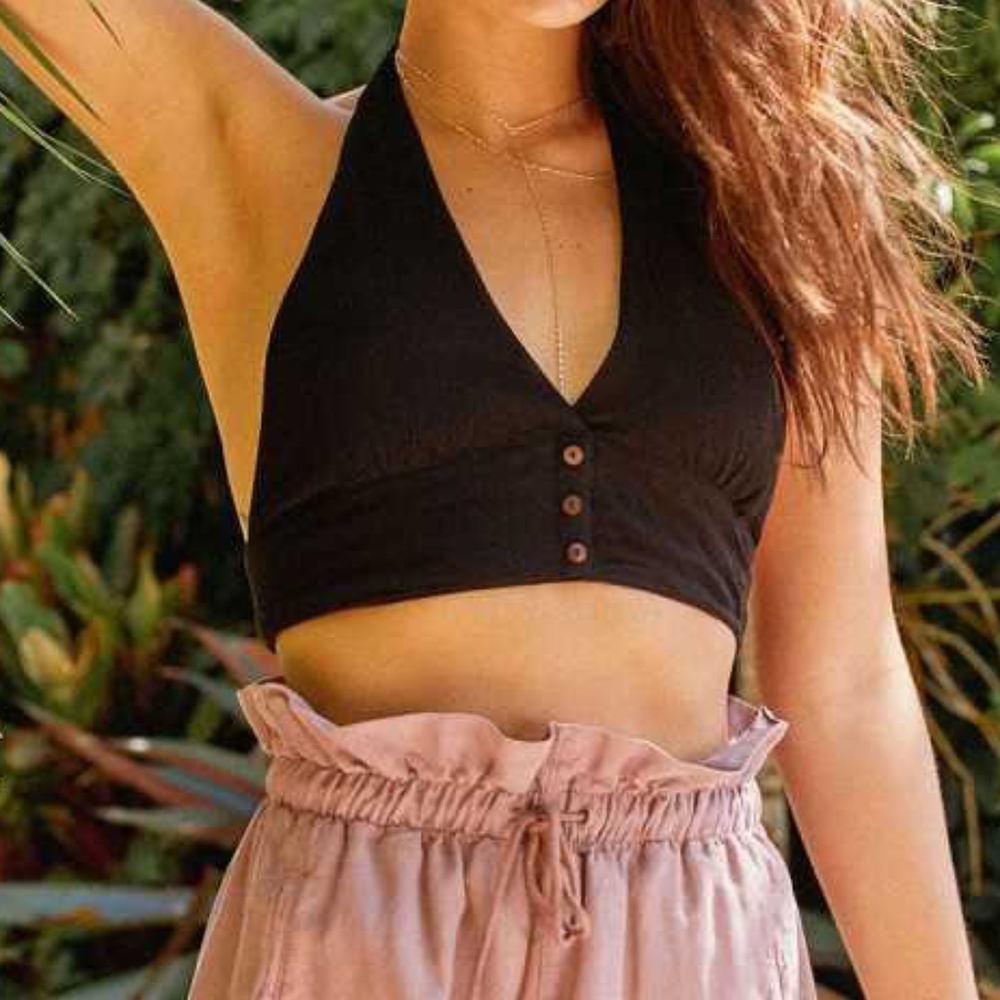 Juney Halter Bra Top in Black by Out From Under for Urban Outfitters